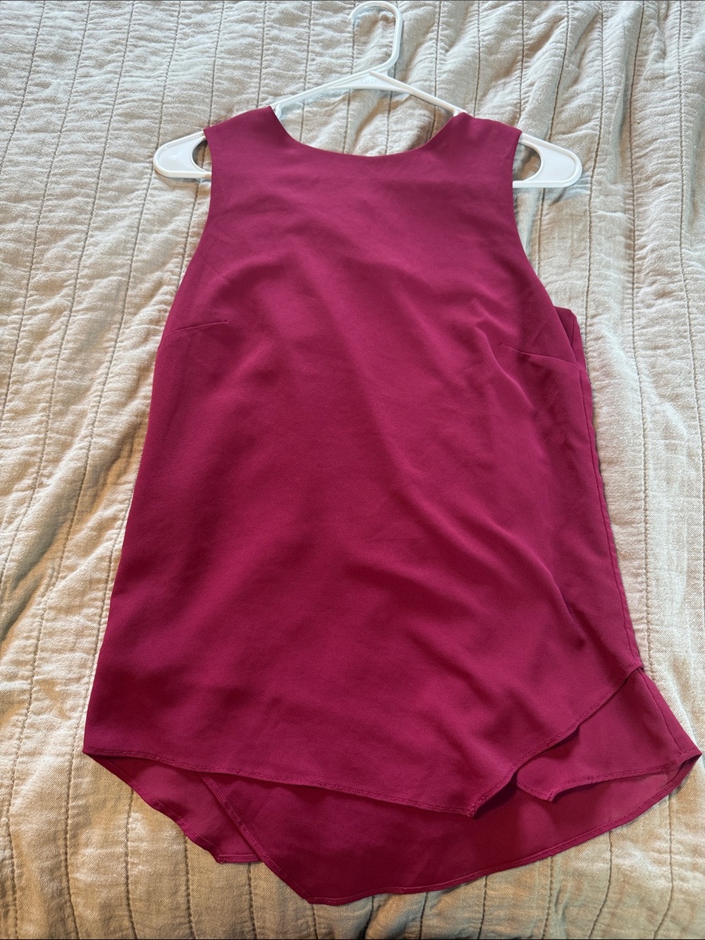 Madison Raspberry Sleeveless Layered-Hem Camisole